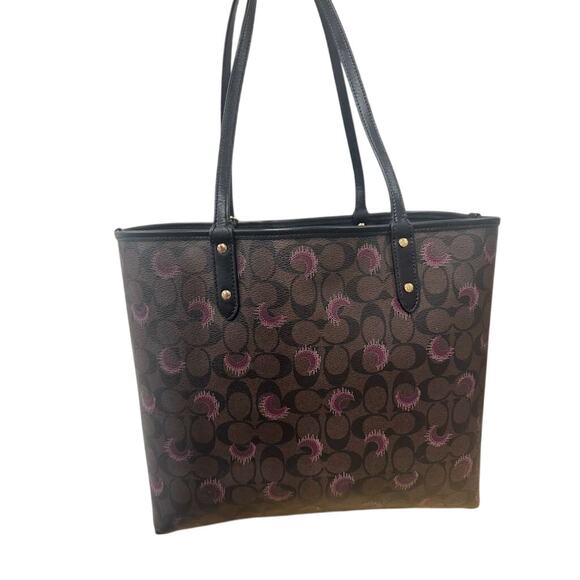 Sold!!! Coach Reversible City Tote In Signature Canvas With Moon Print - Picture 2 of 8